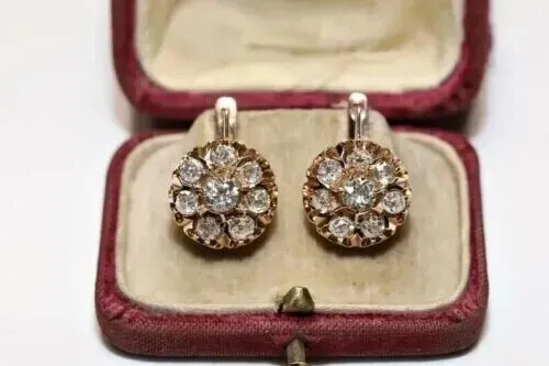 2Ct Round Cut Lab Created Diamond Russian Stud Earring's 14K Yellow Gold Plated