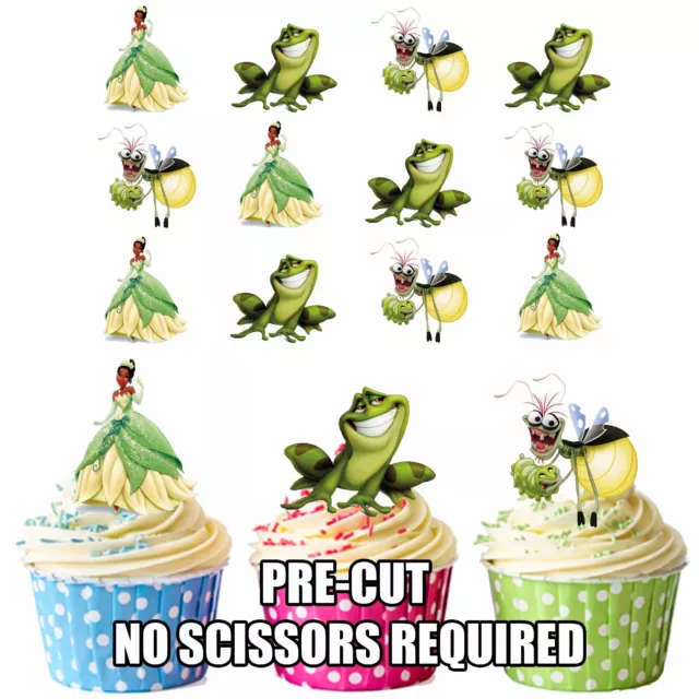 PRECUT Disney Princess Tiana and the Frog 12 Edible Cupcake Toppers Decorations