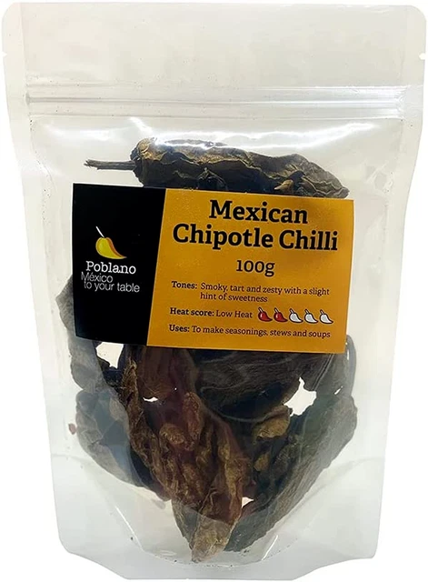 Poblano Mexican Chipotle Dry Chillies, 100 G