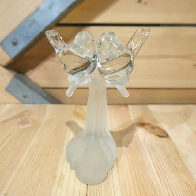 Crystal Love Birds Figurine On Frosted Crystal Branch - Swanky Barn