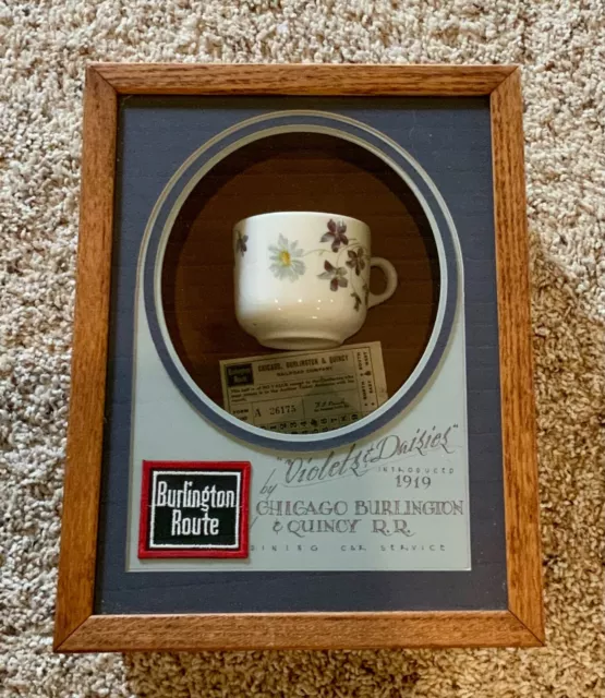 Chicago Burlington & Quincy Railroad China Shadowbox Violets & Daisies