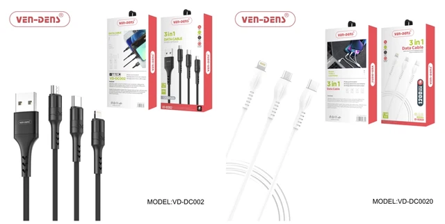 3 In 1 USB to Type C Fast Charging and Micro Cable 2.5A(1.2m)