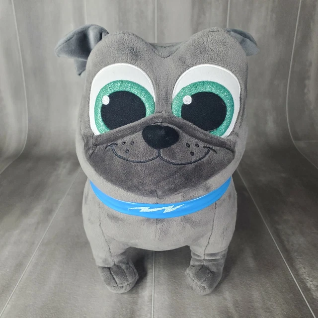 DISNEY JUNIOR BINGO 9" Plush Puppy Dog Pals Gray Stuffed Pug w/ Blue