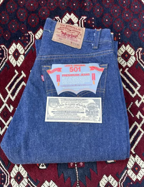 NOS Vintage 80s Levis 501 Preshrunk Denim Jeans Made in USA 32x30 NWT Deadstock