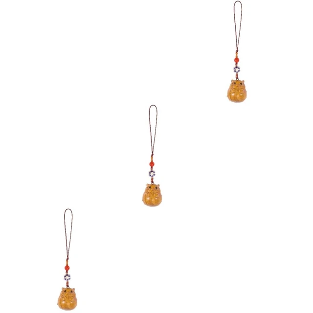 Set 3 Wood Keyring Handbag Pendant Phone Accessories Wooden Miss