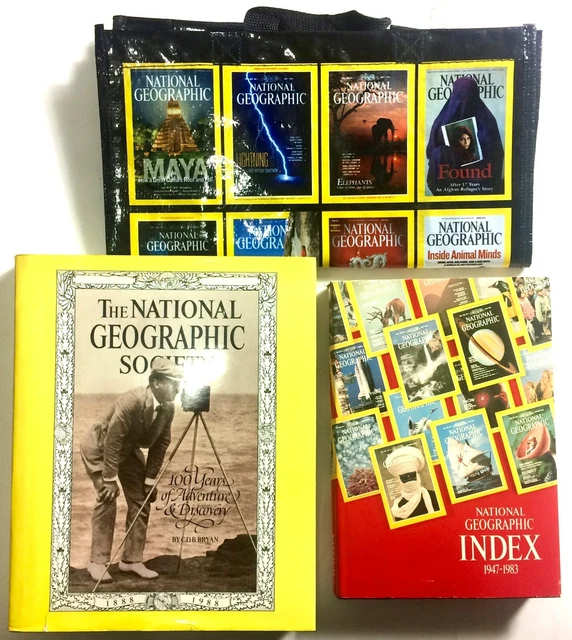 NATIONAL GEOGRAPHIC BOOK Lot of 2 with Bag Index & 100 Years of