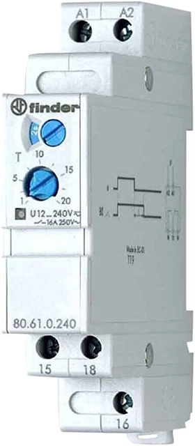 Finder 80.61.0.240.2000 Pas - Temporizzatore Modulare  24 ... 240V Ac-Dc