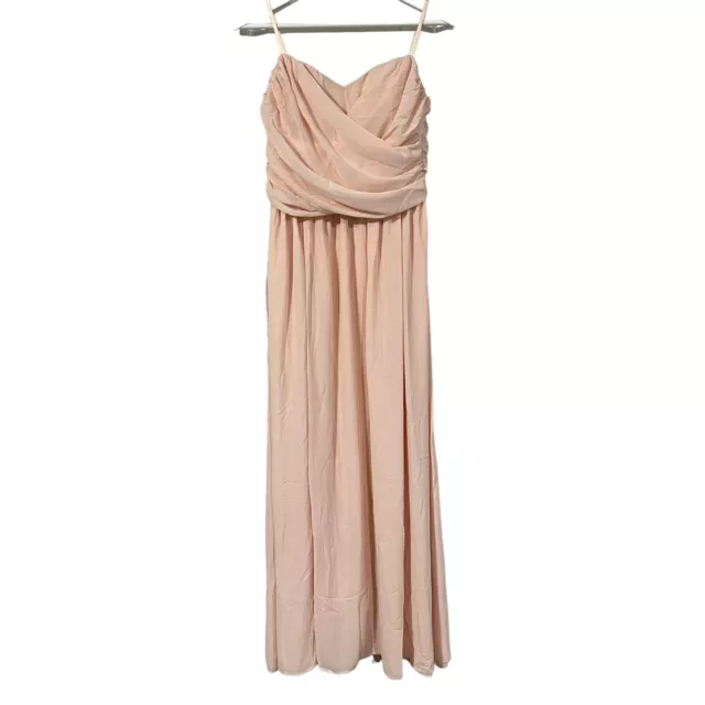 Lulu's Sz XL Maxi Dress Moonlight Serenade Strapless Peach Blush Chiffon Evening