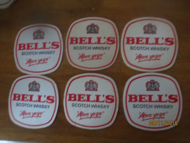6  X  BELL,S  SCOTCH WHISKY 1980,s Issue collectable COASTERS 2 sided