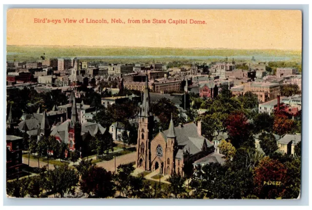 Lincoln Nebraska NE Postcard Bird's Eye View From State Capitol c1910's Antique