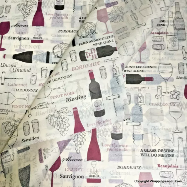 Printed Patterned Tissue Paper *Wine Not* Premium Quality *Drinks Bottle Tissue*