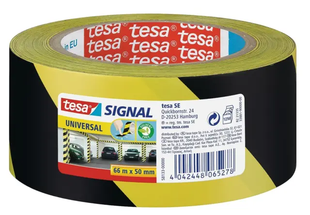 Signal Adhesive Hazard Warning Tape 66 M X 50 Mm - Yellow/Black