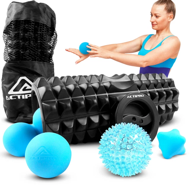 FOAM ROLLER & Massage Ball Set, Trigger Point Muscle Massager, 5 Piece