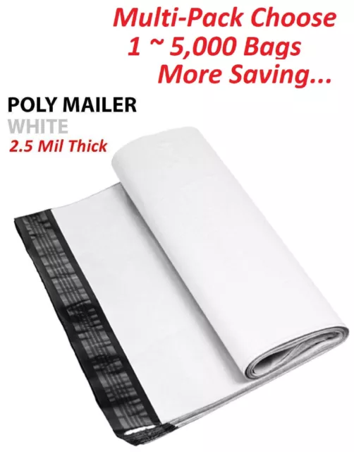 1~5000 Multi-Pack 6x9 White Poly Mailers Shipping Envelopes Self Sealing Bags