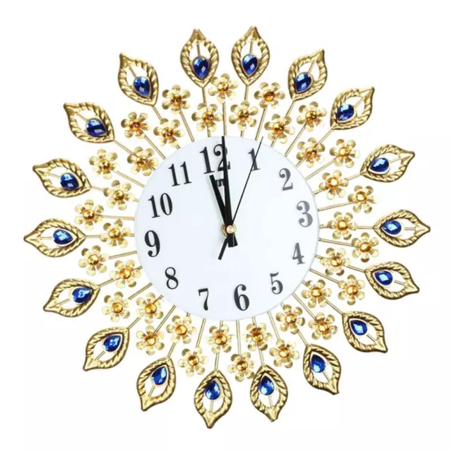 grande horloge murale en cristal de paon horloge de diamant pour salon décor à