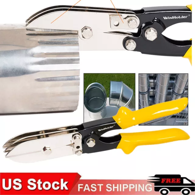 5 Blade Sheet Metal Crimper Tool Stove Pipe Duct Crimping HVAC Handle Repair USA