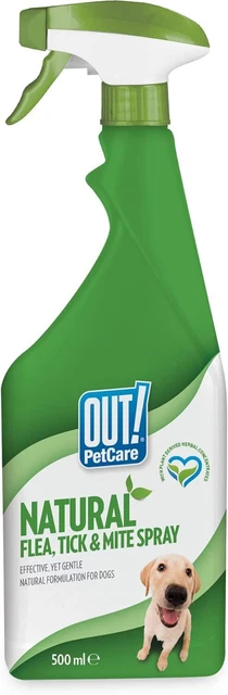 OUT! Natural Flea, Tick and Mite spray for Dogs, 500 ml 500 (Pack of 1)