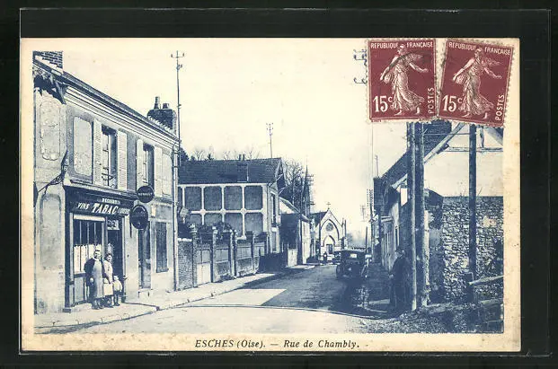 CPA Esches, Rue de Chambly, vue de la rue
