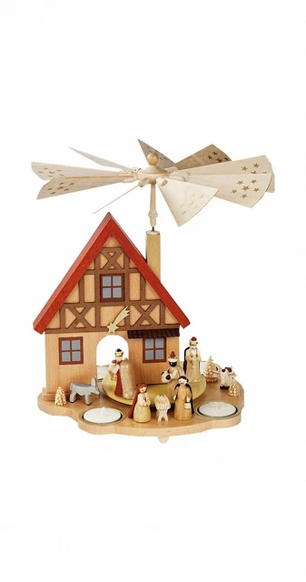 Pyramide de Noël scène de la Nativité avec une maison, hauteur 2.. RG 16240 neuf