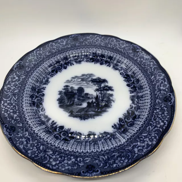 Antique Flow Blue Grecian Plate by Ridgways England, 9-5/8” Diameter.