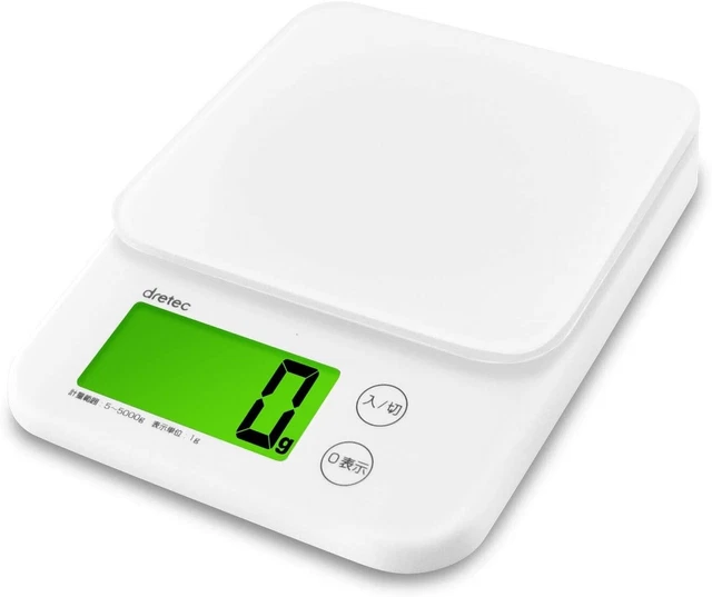 Dretec Digital Kitchen Food Cooking Scale 5kg 1g White Made in Japan NEW