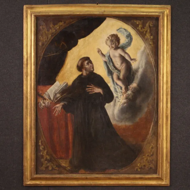 Gran pintura religiosa San Antonio de Padua oleo sobre lienzo cuadro 700