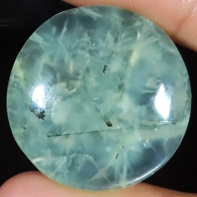 60.30 CT Natürlich Grün Prehnit Rund Cabochon Lose Edelstein 29.00x7 MM