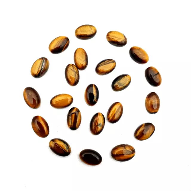 Natural Tigers Eye Loose Oval Cabochons Gemstone Lot 28 Pcs 8x12 MM 102 CT