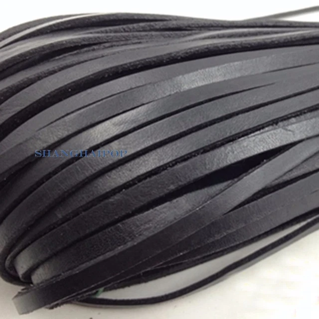 Cordón de cuerda plano de cuero genuino de 10 metros para pulsera collar correa hágalo usted mismo 3 mm-10 mm