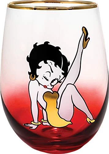 - 21706 Betty Boop Stemless Glass, 20 ounces, Red