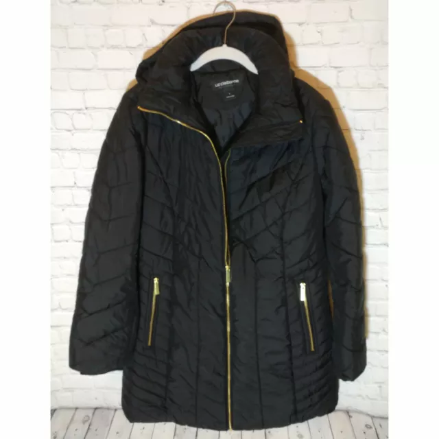 Liz Claiborne Outerwear Black Quilted Jacket, L