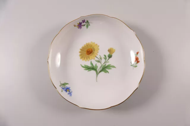 Meissen Schälchen rund Blume 1 Mitte Goldrand II. Wahl Ø13,8cm