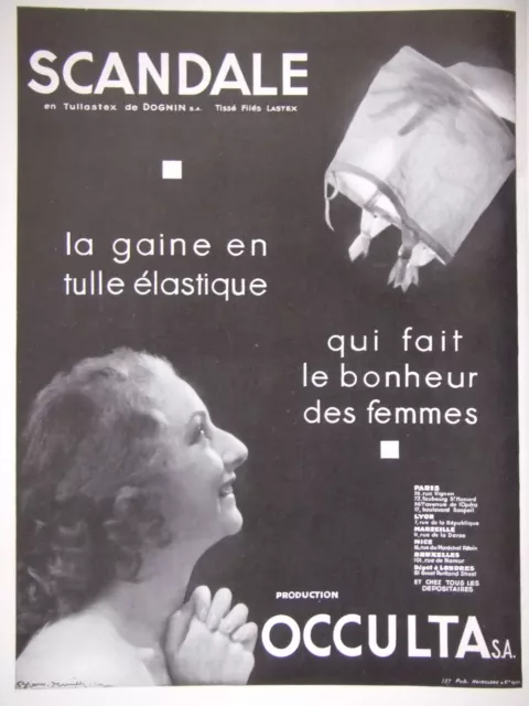 Publicité Presse 1934 Scandale Occulta La Gaine En Tulle Élastique -Advertising