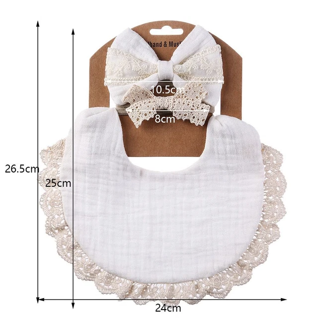 Bandeau bébé Double bavoirs latéraux Serviette de salive Chiffons Burp 2