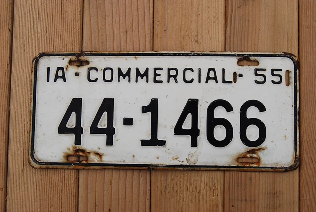 RARE VINTAGE LICENSE Plate 1955 Iowa Commercial Vehicle tag over 3