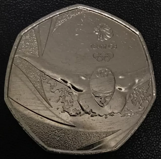 Rare pièce de collection 50p équipe Go natation 2016 Royaume-Uni 3