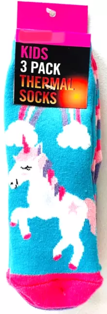 Calze termali per ragazze - unicorno - confezione da 3 - taglia 3-5,5 - nuovissime
