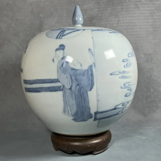 Superb Antique Qing Dynasty Guangxu (1875-1908) Blue & White Lidded Bulbous Pot