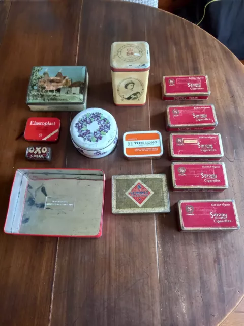 Assorted Vintage Tins Collectibles - Coronation Tea Caddy; Oxo Cubes; Grigg Farm