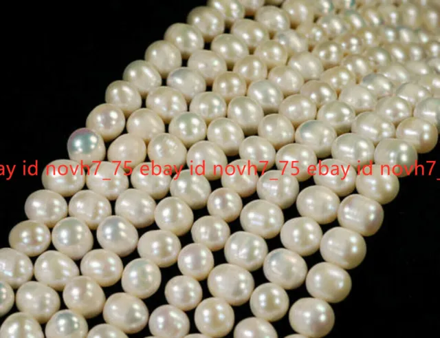 7-8mm Echtes Natürliches Weißes Süßwasser Perle Lose Perlenkette 14&quot; AAA