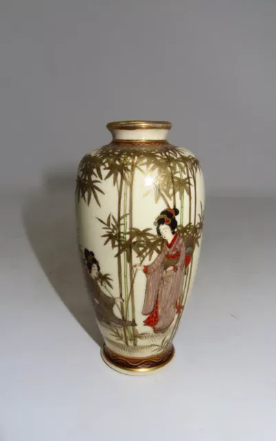 A Beautiful Antique hand painted Japanese Porcelain Satsuma Miniature Bud Vase