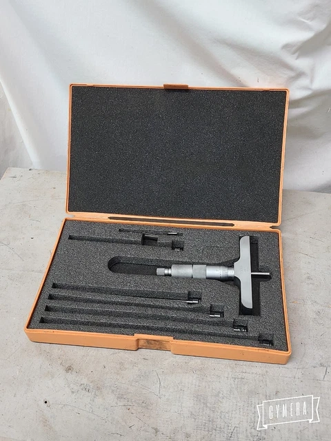 Machinist Tools Mitutoyo Japan Depth Micrometer Set. (6) Gages, Rods 4"-9", Mint