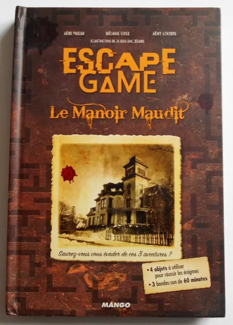Livre Escape Game Box Le Manoir Maudit 3 Aventures Prieur Vives Strobbe Mango