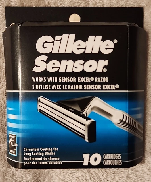 Recarga de hoja de afeitar sensor Gillette nuevo paquete sellado de 10 cartuchos 91004308