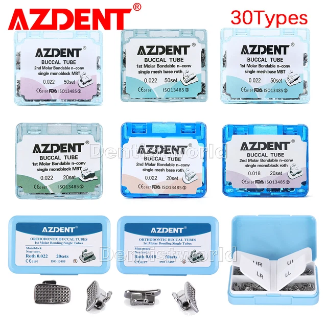Dental Orthodontic Buccal Tubes 1st 2nd Molar Bondable N-Conv Roth MBT 0.022 018