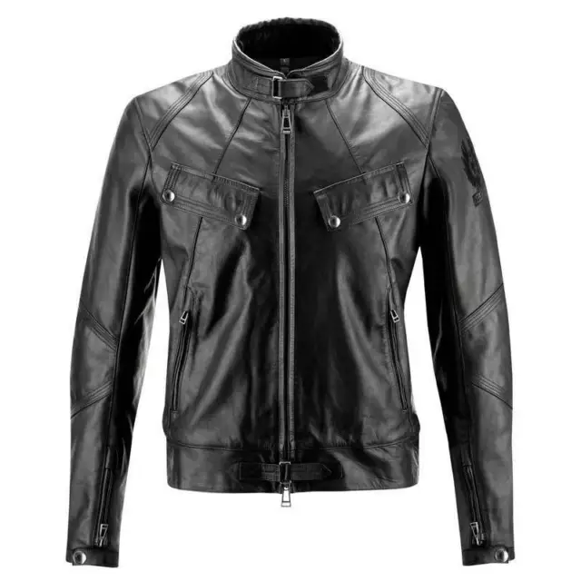 Belstaff Harewood Blouson Black Leather Motorcycle Motorbike Jacket RRP £695