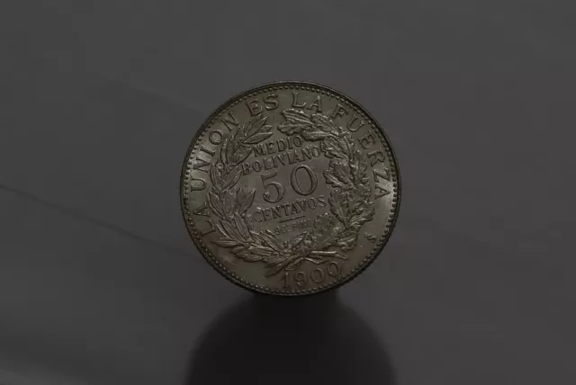 🧭 🇧🇴 Bolivia 50 Centavos 1900 Silver High Grade B58 #Z8027