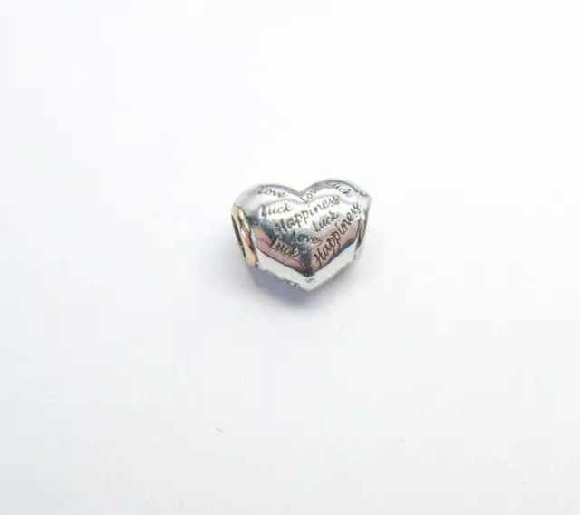 Clogau Welsh Gold Silver & 9ct Rose Gold Heart Bead Charm Luck Love Happiness