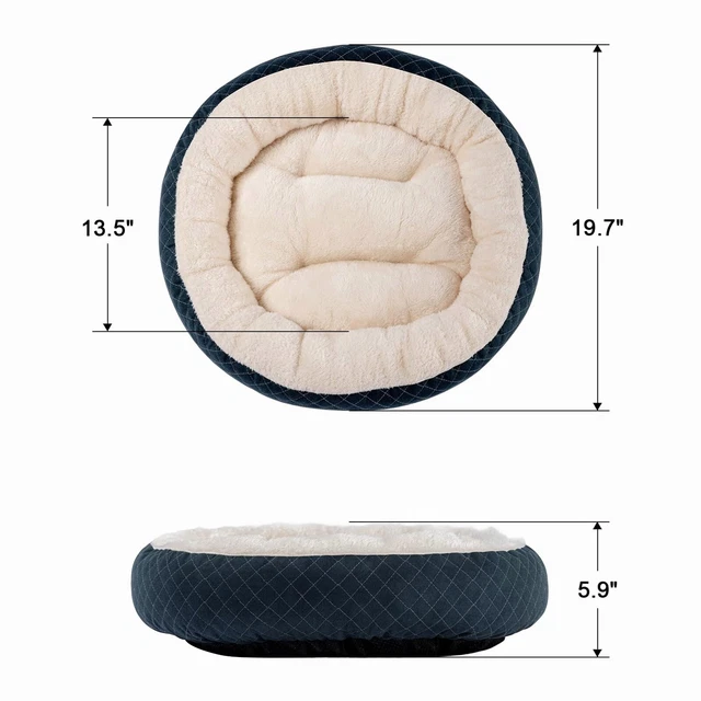 Donut Plush Pet Dog Cat Bed Fluffy Soft Warm Calming Bed Sleeping Kennel Nest 2
