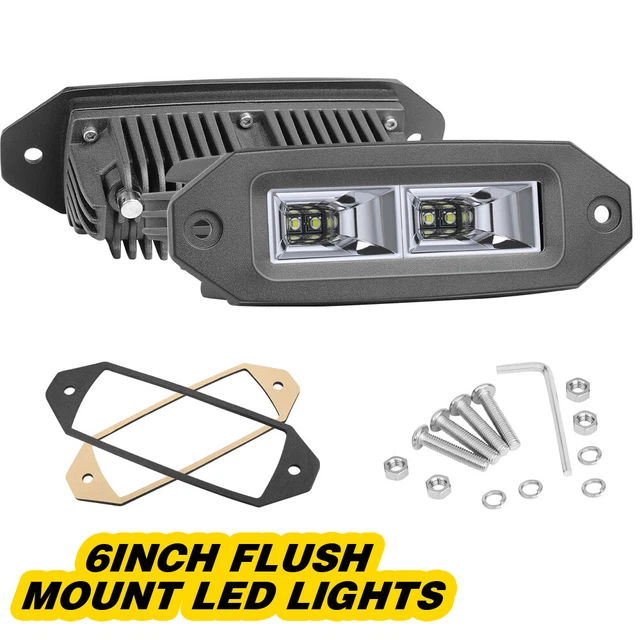5/6.7" Flush Mount LED Work Light Flood Truck Driving Fog Offroad Reverse Backup